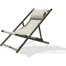 Citygarden - julia - Chilienne de jardin en toile plastifiée grise et aluminium kaki - city garden
