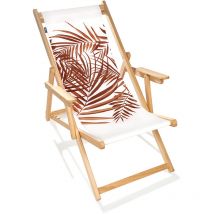 LONA - Tumbona de jardín de madera de eucalipto estampado selva teja - CITY GARDEN