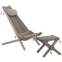 Ecofurn - Chilienne scandinave avec repose-pieds Pin Gris