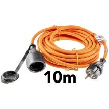CHILITEC Gummi Schutzkontaktverlängerung, IP44, 10 m, orange