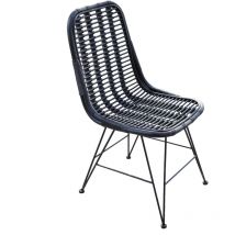 Chillvert - Chaise Rotin Naturel Salle à Manger Parma 46x60x92 cm Noir