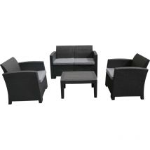 Gartenset Chillvert Siena Harz 1 Sofa+ 2 Sesseln + 1 Tisch Grau/Anthrazit