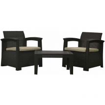 Chillvert - Set da Giardino Perugia Resina 2 Poltrone + 1 Tavolo Marrone