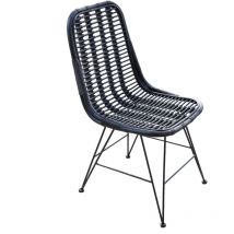 Sessel aus Natürliches Rattan Esszimmer Chillvert Parma 46x60x92 cm Schwarz