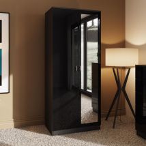 Fwstyle - Chilton 2 Door Mirrored Wardrobe - Black Gloss