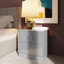 Chilton 2 Drawer Bedside Cabinet - Grey Gloss