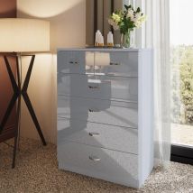 6 Drawer Chest Of Drawers High Gloss Grey - Fwstyle