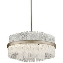 Chime Suspension à 4 ampoules Feuille d'argent en acier inoxydable poli, verre