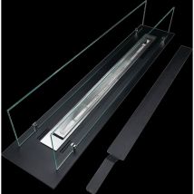 Quemador de chimenea de bioetanol de acero con vidrios 100x21x19,4 cm