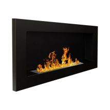 Chimenea de bioetanol de pared o empotrada Lucca Black l 90 x p 12 x h 40