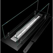 Quemador de bioetanol para chimenea de acero con vidrios de 65 cm