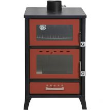 Divina Fire - Estufa de Leña con Horno Marika Roja 22 Kw L50,5xp58,5xh91,5