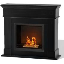 Divina Fire - Chimenea de bioetanol Cambridge suelo bio-chimenea en madera negra 110x37xh.102 cm