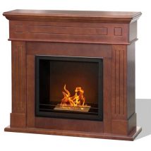 Divina Fire - Chimenea de bioetanol Biochimenea de suelo Cambridge de madera marrón 110x37x h102 cm