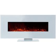 Kekai - Chimenea Eléctrica de Pared Empotrable para Interior 1600W Alaska 128x26x61 cm con Simulación de Fuego 2 Niveles de Potencia con Mando