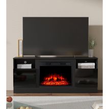 M.c.haus - Mueble de tv de 147 cm de ancho con inserción de chimenea de 23», armario con puerta de realce, centro de entretenimiento multimedia con 2