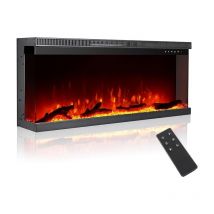 M.c.haus - Chimenea eléctrica negra de 40 pulgadas, aspecto lujoso de 3 caras para insertos murales multimedia, llama eléctrica disponible en 12