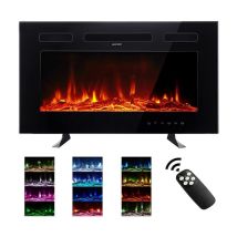 Chimenea Silenciosa De 30 Pulgadas, 12 Colores De Llamas Respirables Ajustables, Pantalla Táctil De Cristal Y Mando A Distancia, Empotrada, 