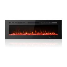 Chimenea Eléctrica Ultraplana Y Ultrasilenciosa De 50 Pulgadas Con Llama Regulable En 12 Colores Para Instalación Empotrada, Mural O Independiente Con