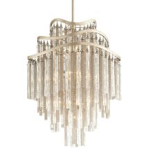 Chimera Lustre à 10 lumières feuille d'argent, verre