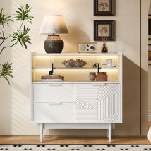 Chingnimon 80 Cm Stauraumschrank Mit Glastür Und Verstellbarem Led-band, Vielseitiger Schrank Für Bad Und Wohnzimmer