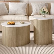 Chingnimon Moderner Skandinavischer Couchtisch Mit Marmor- Und Holzoptik, Minimalistisches Design, Multifunktionaler Beistelltisch Fürs Wohnzimmer