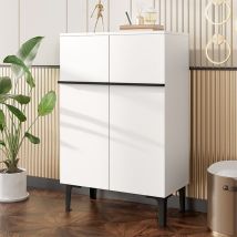 Chingnimon Weißer 2-türiger Schuhschrank, Verstellbare Regale, Großer Stauraum, Schwarze Griffe, 95×60×34,5 Cm