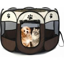 Kaejyiut - Chiot Parc Parc Pliable Tissu Pet Tente Pliable Pet Chiot Chat Lapin Cochon Parc Cage Chenil - Marron737343cm