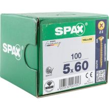 Spax - Pozi Countersunk Wood Screw Zinc - Yellow 5MM x 60MM (Box-100)