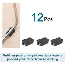 12pcs Patin Pied Chaise Tube Rond Embout Tube Pied Table Fauteuil Tampon Meuble Forme Rectangle Noir(Convient pour tube de 10mm) - Choyclit