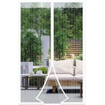 CHOYCLIT 140x220CM Moustiquaire Porte à Fermeture Aimantée, Rideau de Porte Anti Mouche, Fermeture Auto, Kit d'Installation, Bande Adhésive