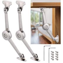 2 Pcs Charnière de Soutien de Couvercle à Fermeture Douce avec Vis et Clé Allen, Nickel Satiné, Support 18kg, Charnière de Maintien de Couvercle pour