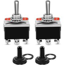 Choyclit - 2 pièces 6 Broches/3 Positions Interrupteur à Bascule Robuste 0250 V/15A dpdt Interrupteur Marche/Arrêt/Marche avec Capuchon étanche