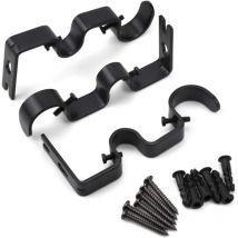 CHOYCLIT 3 Pcs Support De Tringle À Rideau Double Tringle À Rideau Pole Holder Rideau Drapery Rod Supports Pour Barre De Rideaux Chambre Salon Avec