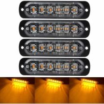 4 feux d'avertissement d'urgence pour véhicules, feux d'urgence pour camions, feux stroboscopiques, 6 led à montage en surface étanches - Choyclit