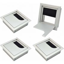 Choyclit - 80x 80mm Cache-conduit de câble carré pour organisateur de cordon de bureau encastré pour meubles Aluminium anodisé argent Cache-câble