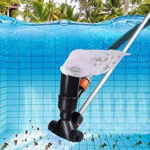 Aspirateur de Piscine Portable pour piscines Hors Sol, Spa Fontaine Jacuzzi aspirateur sous Marin Noir avec tête d'aspiration à Feuilles et Manche à