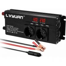 Convertisseur 12V 220V 1500W onduleur 12V 230V avec 2 Prises et 4 usb Affichage Tension led - Choyclit