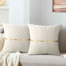 Coussin Beige Velours 45 x 45 Cm Décorative Coussin De Canapé Taie D'oreiller Decoration Doux Oreiller Coussin De Siège Pour Salon Chambre Bureau