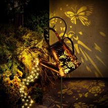 Lampe Arrosoir Solaire, Arrosoir Solaire avec Guirlande, Lampes en Métal Imperméable à l'Eau avec Support, Lumière Extérieure Led pour