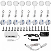 Choyclit - Lampe Sous Meuble led Eclairage Sous Placard Vitrine Spot Encastrable 16W pour Placard Meuble Cabinet Cuisine Blanc Froid 6000K (Lot de 8)