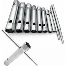 CHOYCLIT Lot de 10 Clés Tubulaires 6 à 22 mm, Clés à Tubes, Clés à Bougie pour Visser la Bougie, Démontage/Montage de Robinetterie et Mitigeurs,