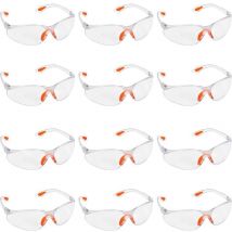 CHOYCLIT Lot de 12 Lunettes de Sécurité Transparentes Lunettes de Protection avec Verres en Plastique, Pont-de-Nez et Embouts de Branches en