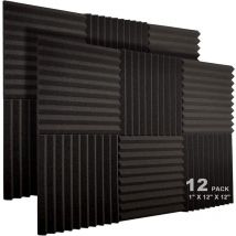 Choyclit - Lot De 12 Panneaux Acoustiques 10 Fentes 1 x 12 x 12 Pouces En Mousse Acoustique Cales D'Insonorisation De Studio Panneaux Haute Densite