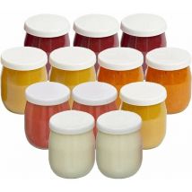 Choyclit - Lot de 12 Pots de Yaourt en Verre avec Couvercles Étanches Pour Yaourtières, Multicuiseurs et Robots Cuiseurs,150ml