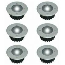 Lot de 6 spots led solaires encastrables au sol Ronds Diamètre : 85 mm Extérieur résistant au piétement Façade en acier inoxydable 6 lampes solaires