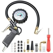 Choyclit - Numérique Manomètre Pression Pneu Jauges de Pression des Pneus 220PSI Multifonctionnelle Pistolet de Gonflage Manometre avec 24