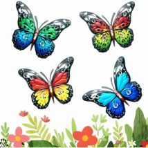 Choyclit - Papillon En Métal Art Mural, 4 Pièces Papillons En Métal Décoration Murale, Métal Papillon Décoration,Mur Papillon Art Décoration, Pour La