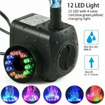 Pompe de fontaine de 15W, débit de 800L/h, avec 12 led intégrées, idéale pour les bassins et les jardins. - Choyclit