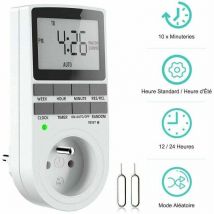 Choyclit - Prise Programmable Digitale, Minuterie Numérique Hebdomadaire avec Ecran lcd, Minuterie Prise Electrique 12H/24H/7Jours, économie